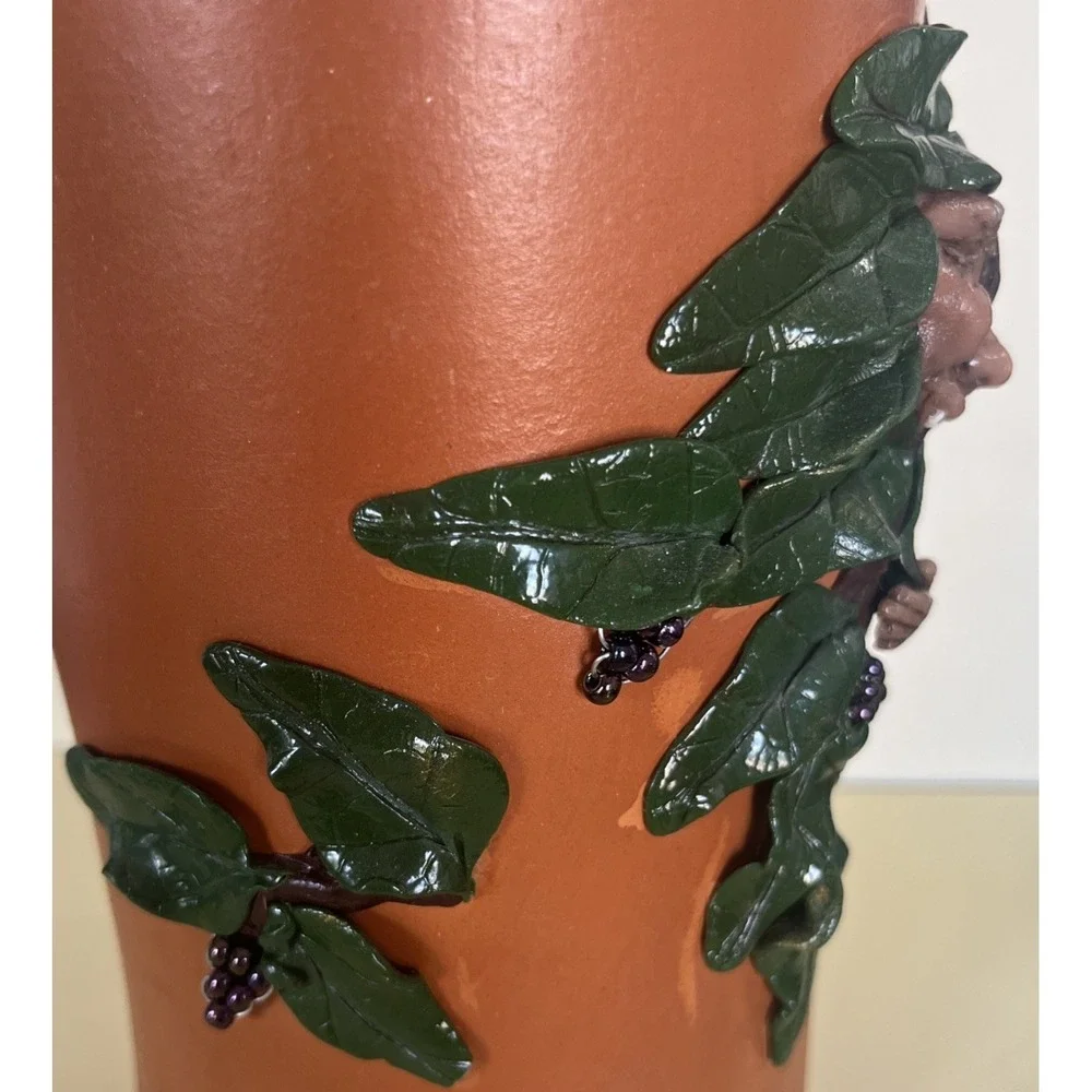 VTG Fairy Wine Chiller Bottle Holder w‎ Handcrafted Vineyard Nymph Accent